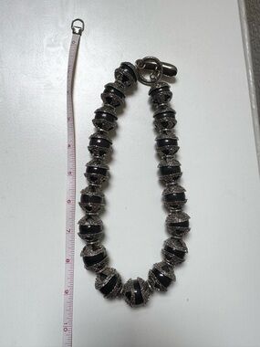Chico's Black and Silver Beaded Statement Necklace